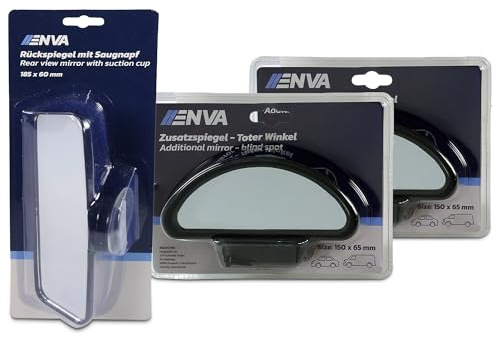 ENVA MADE FOR QUALITY 2X Zusatzspiegel Toter Winkel + Rückspiegel mit Saugnapf