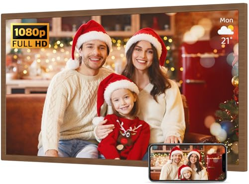 Cornice digitale extra large da 32 pollici, doppia connessione WiFi 1920 x 1080 FHD IPS, caricamento foto video dal telefono tramite app e-mail, montaggio a parete per decorazione domestica, design