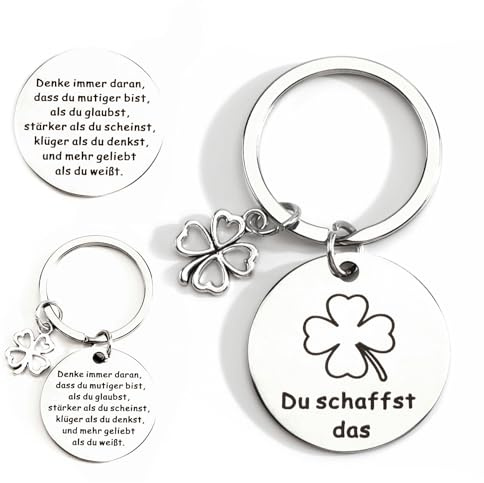 Personalisierter Schlüsselanhänger Aus Edelstahl, Doppelseitiger Anhänger Mit Motivierendem Spruch Und Glückssymbol, Perfektes Als Geschenk Für Zur Einschulung, Geburtstag Oder Als Kleines Dankeschön