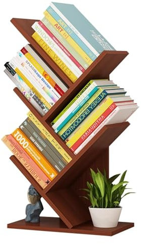 Libreria ad Albero Multiuso da appoggio - Libreria da scrivania Regolabile, libreria da Tavolo Indipendente a 4 Livelli, libreria per Libri, riviste, CD, scaffale per Libri ad Albero da Terra (Color