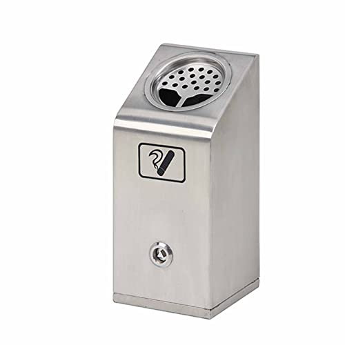 Wand-Aschenbecher. An der Wand montierter Zigarettenstummelsammler, Edelstahl, abschließbare Rußsäule, kommerzieller Aschenbecher for den Außenbereich, Zigarettenbehälter