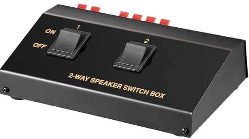 TECHZOCO Selector de Altavoces Estéreo, Conmutador de Altavoces para 2 Pares de Altavoces, Conmutador Speaker, Potencia máx 100 W con 2 Altavoces, Sección Cable MAX 4 mm², 2 Salidas