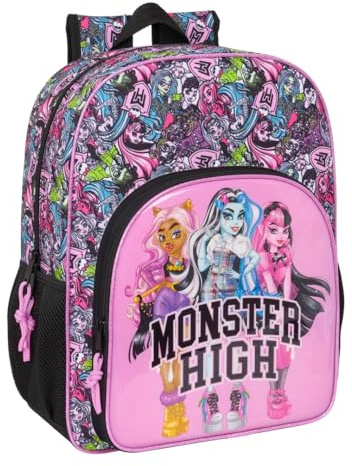 Safta MONSTER HIGH DRAMA - Mochila Escolar Niño, Mochila Niño, Mochila Infantil, Adaptable a Carro, Ideal para Niños en Edad Escolar, Cómoda y Versátil, Calidad y Resistencia, 33x14x42 cm