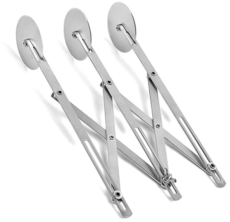 Brrnoo Pâte à Pizza en Acier Inoxydable, Pizza Réglable à 3 ou 5 Roues ou 7 Roues, Pâte Multi-Rond, Rouleau Diviseur de Pâte pour Pâtes, Gâteaux, Biscuits – Outil de