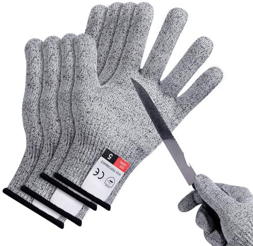 Flintronic 2-Pair Cut-Resistant Protection Gloves, S and L for Adults - EN 388 Certified, Level 5 Food Grade, Wood Whittling, Knife Safety