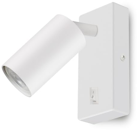 Maclean Applique MCE369 GU10 con interruttore Max. 40W | design moderno per soggiorno, camera da letto e corridoio | 55x100 millimetri (Bianco, Senza lampadina)