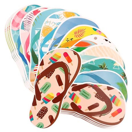 Cabilock Beach Themed Stickers for Party Decorations Summer Hawaiian Slipper Stickers for Classroom Laptop DIY Scrapbook
