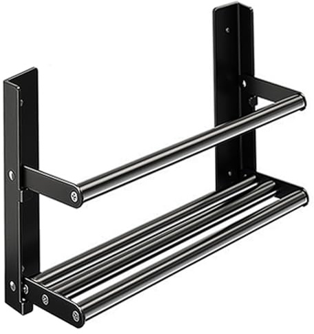 DongMaple Schuhregal Wand Metall 2 Ebenen, Schuhablage Schuhhalter Wand Schuhregal Platzsparend für 2 Paar Schuhe-Schuh Organizer für Wohnmobil und Badezimmer 35cm Länge, Schwarz