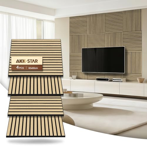 AKK-Star - Paneles acústicos de pared, paquete de 4 paneles de 600 x 600 x 18 mm, insonorizantes y absorbentes de sonido para paredes y techos, adecuados para sala de conferencias, pared de TV
