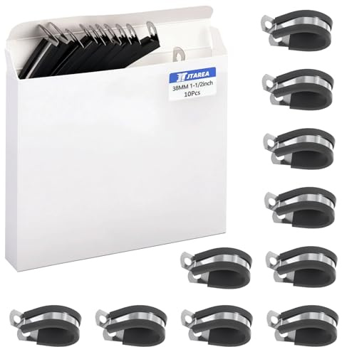 JTAREA 38MM Kabelklemme Gummi P Clips Schlauchschellen 1-1/2 Zoll Edelstahl Rohrschellen Kabelschellen Metallschelle P-Clips mit Schrauben