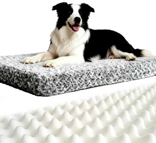 NWIWI Orthopädisches Hundebett 105x70x8cm Mittelgroß Hunde Waschbar Hundedecke Memory Foam Katzenbett Hundebett Hundekissen Grosse Hunde Anti-Rutschboden Hundematte-Gray
