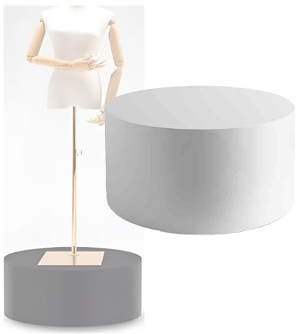 Espositore rotondo con piedistallo per negozi di abiti da sposa e negozi di abbigliamento, 80 x 30 cm, piattaforma modello bianco, perfetto per uso domestico e commerciale, elegante tavolo elevatore