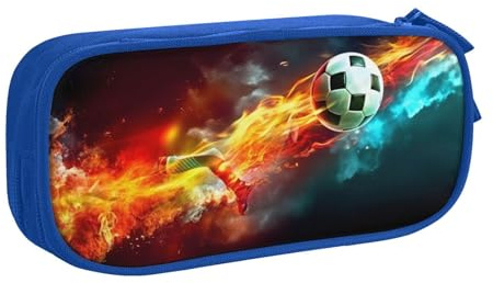 XKBFKLKMC Federmäppchen mit Fußball-Druck, großes Fassungsvermögen, mit Fächern, Reißverschluss, Federmäppchen, Schreibwaren-Tasche, Aufbewahrungs-Organizer für Jungen, Mädchen, Studenten, College