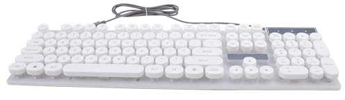 DIYEAH Clavier USB Lumineux Touche Ronde Blanc en Plastique, Design Élégant, pour Usage Extérieur et Voyage