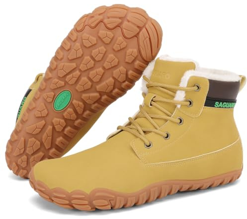 SAGUARO Bottes Barefoot Hiver Homme Bottines de Neige Chaudes Imperméables Fourrées avec Bout Large, Gr.36-48