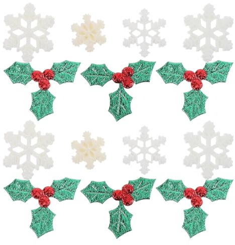 Cabilock Mini Adornos Navideños para Manualidades, 160 Piezas de Adornos en Miniatura, de Nieve, Hojas de Acebo Artificiales Y Bayas, Relleno Flotante para Jarrones, Adornos Colgantes de Navidad,