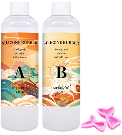 Kit de fabricación de moldes de silicona líquida, compuesto de moldeo reutilizable resistente al desgarro, proyectos creativos para resina, cemento, jabón, vela, pasteles, joyas, herramientas de