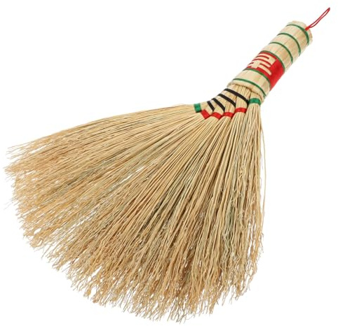Beatifufu Scopa Mini Tradizionale Cinese in Saggina Intrecciata Mano Spazzola Piccola con Manico Corto per Pulizia Desktop Letto e Divano Strumento Multifunzionale Resistente