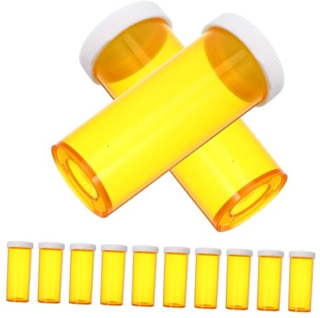 BAZEITFLOW 12 Frascos de Contenedores de Pastillas de Plástico Pp Ligeros y Multifuncionales con Tapas, Organizadores para Medicamentos en Viajes y Actividades al Aire Libre Naranja