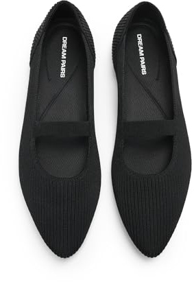 DREAM PAIRS Women's Knit Ballet Flats Pointed Toe Comfortable Dressy Flats for Work Office Shoes Mary Jane Flats,Size 8.5,Black,SDFA26005W