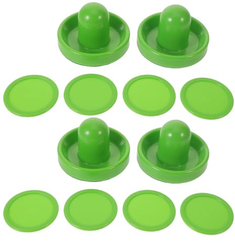 Kisangel Accesorios para Hockey de Aire de Mesa Empujadores de Plástico Verde Claro de 96 MM Discos Redondos Verdes de 64 MM 8 Unidades Almohadillas de Pelusa de Repuesto Juego
