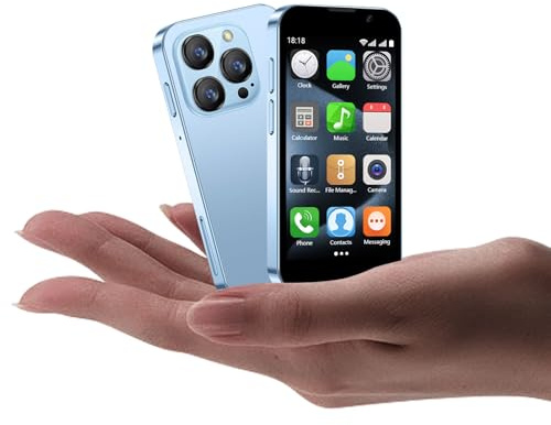 CoolBuBu Mini Phone,Mini Smartphone 3.0 HD,World's Smallest Mobile Phones For Kids Tiny Small Phone App Download WiFi GPS Face lD 2GB+16GB with Blue Unicorn Phone Case,Gifts For Boys Girls