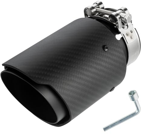 Catekro 60mm Edelstahl & Carbon Auspuffspitzen Set (Matt Schwarz) | Universelle & Auslass (89mm) Endschalldämpfer für Tieferen Motorsound Bolt-On Montage für Auto