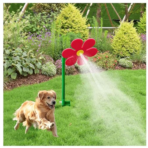 Crazy Daisy Sprinkler, 360° Rotating Lawn Water Sprinkler for Kids, Pets, and Garden Irrigation Fun (Red)