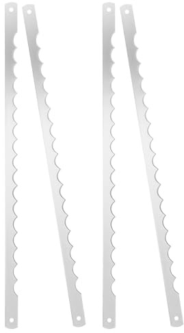 HAKIDZEL Set 4 Lame Seghettate per Taglierino Pane in Acciaio Inossidabile, Affilatura Professionale per Taglio Torte e Dolci, per Feste di Compleanno e Matrimoni
