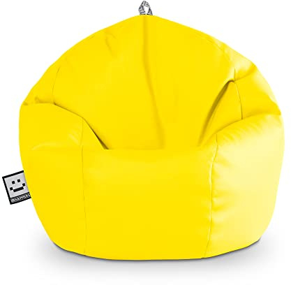 Happers Pouf Bambini Poltrona Morbida a Sacco per Sedersi con Imbottitura Puff per Gioco Relax Lettura Puffo Interno Ecopelle Quotidiano di lunga Durata Giallo