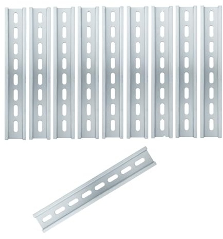 ARLI Binario DIN per montaggio su piastra di montaggio, 10 pezzi, 200 mm, forato, 35 x 7 mm, in acciaio zincato, per scatola di distribuzione, armadietto di commutazione, guida DIN per piastra di