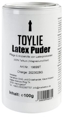 Toylie Latex Puder 100g | Latexpuder, Talkum, Ohne Zusatzstoffe, Anziehhilfe, Pflege für Latexkleidung