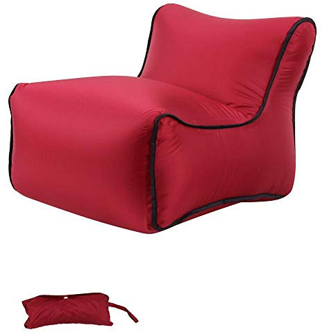 QIROG Lazy aufblasbares Sofa Nylon reißfestes Material tragbares Luftbett im Freien-rot