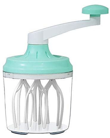 Quality Home Fouet à Oeufs et Séparateurs Mélangeur à Fouet à Manivelle en Plastique pour la Maison - Outil Polyvalent pour Batteur à Oeufs, Mousseur à Lait - Vert ou Turquoise - 11 x 11 x 20 cm