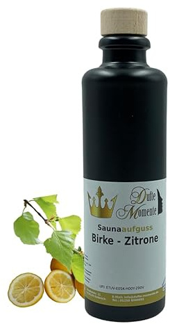 Dufte Momente | Saunaduft Birke-Zitrone 200ml in Steinzeugflasche mit Korkmündung | vegan, ohne Tierversuche | in gewohnter Premiumqualität