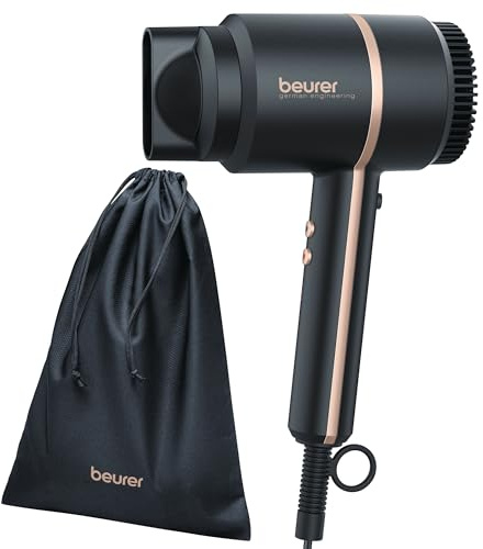 Beurer HC35 Compact Hair Dryer with Ion Function, Lightweight Hairdryer with Narrow Styling Nozzle & Storage Bag, Professional Ionic Hairdryer with Powerful 1600-2000 Watt