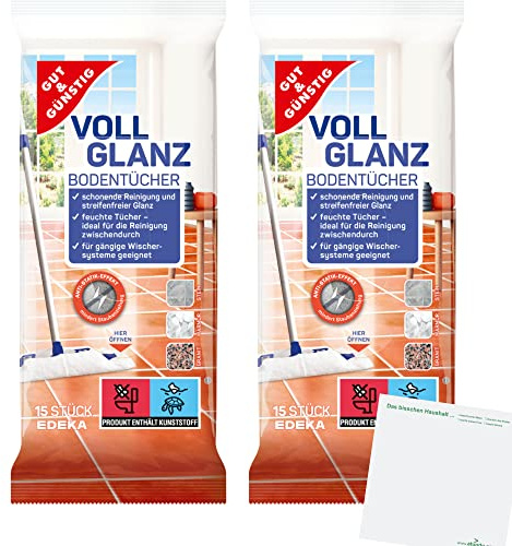 Gut und Günstig Vollglanz Bodentücher Edeka 2er Pack (2x15 Stück) + usy Block