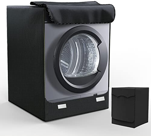 LEESITEC Couvre-machine d'extérieur imperméable pour machine à laver et sèche-linge avec ouverture avant, noir, 60 x 60 x 85 cm