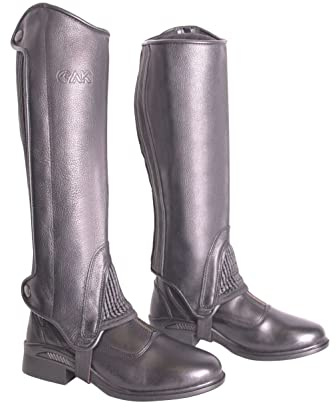 AK OSCAR Reitchaps aus echtem Leder mit seitlichem Reißverschluss AKRS-1650 (Schwarz, L)