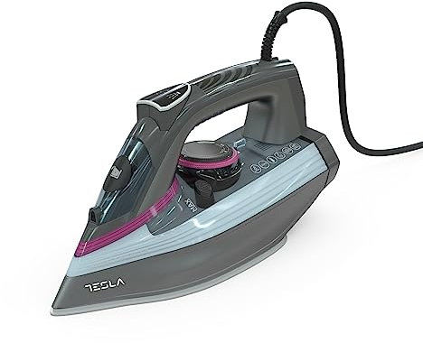 Tesla Plancha IR400GP, 3100W, Depósito 380ml, Suela Cerámica Antiadherente, Tecnología Antigoteo, Gris