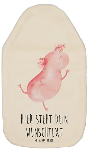 Mr. & Mrs. Panda Personalisierte Wärmflasche Axolotl Tanzen - Weiß
