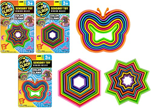 JA-RU Shapes Fidget Toys Flip & Crack (3 Packs) Magic Fidget Rattle Toy Kids & Toddler. Stress Relief Sensory Toys. Fun Satisfying Pop Party Favors Easter Basket Stuffers Classroom Prize 4812-3s