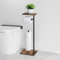 UOMIO Freestanding Toilet Roll Holder with Storage Shelf Bathroom Spare Paper Stand with Wooden Basket and Wooden Pedestal Toilet Waterproof Free Standing Paper Rack for Bathroom