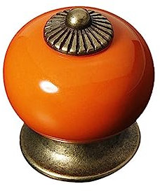 DOITOOL 5 Stücke Runde Keramik Türknöpfe Orange Farbe Einfach Installieren Für Küche Schrank Schublade Bin Kleiderschrank