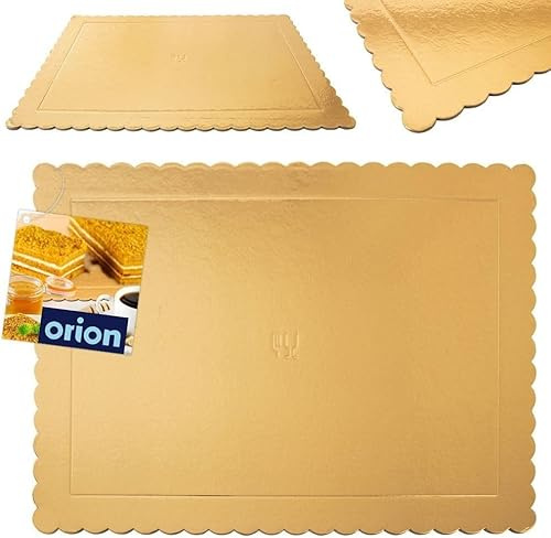 orion group Tortenboden Tortenplatte Tortenpappscheibe rechteckig 40x30 cm | Kuchenplatte Gold