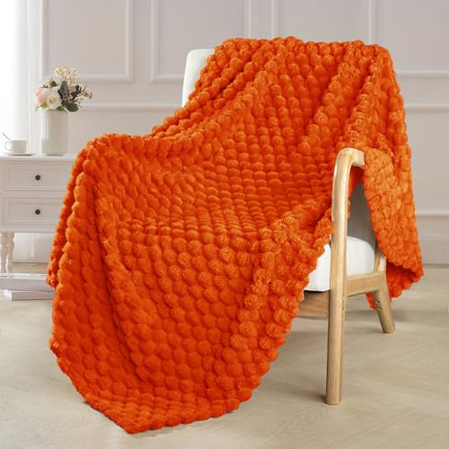 Exclusivo Mezcla Coperta Plaid Pile da Divano, 130x170 cm, Arancione