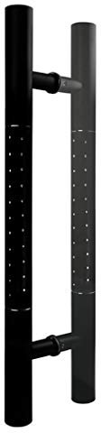 Schwarze Edelstahl-Handelsbürotür aus gehärtetem Glas/Schiebetür aus Holz mit Push-Pull-Griff, 4 Längen (Größe: 800 x 600 mm)