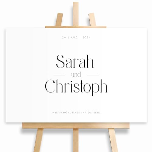Cartel de bienvenida de boda en estilo moderno con fecha y nombre, decoración de boda personalizada, cartel de bienvenida en blanco y negro, lienzo, 60 x 40 cm (impresión de EI)