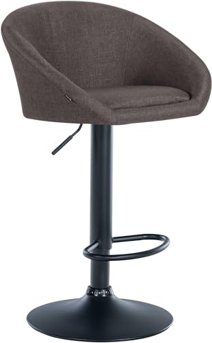 CLP Barhocker Davie Mit Stoffbezug I Höhenverstellbarer Und Drehbarer Barstuhl Mit Rückenlehne Farbe dunkelgrau Material Gestell Metall matt schwarz