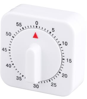 Tabanzhe Adjustable Kitchen Timer,60 Minute/1 Hour Mini Square Timer,Easy to Use Timers for Cooking,White Manual Alarm Reminder Timers